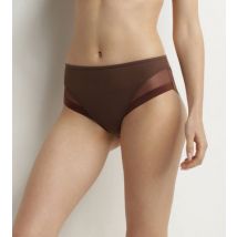 DIM Culotte midi en microfibre et tulle Marron Brut Dim Generous