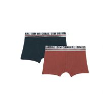 DIM Lot de 2 boxers coton stretch Bleu Rouge ceinture rétro Dim Originals