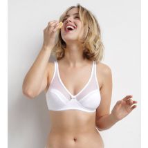 DIM Soutien-gorge sans armatures à plumetis Blanc Generous Coton Bio