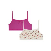 DIM Lot de 2 soutiens-gorge fille coton stretch Rose Ocre Les Pockets