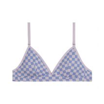 DIM Soutien-gorge fille triangle coton stretch Lila à damier Les Pockets