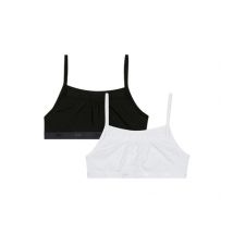 DIM Lot de 2 brassières filles coton stretch Noir Blanc Les Pockets Ecodim