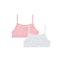 DIM Lot de 2 brassières filles coton stretch Rose Blanc Les Pockets Ecodim