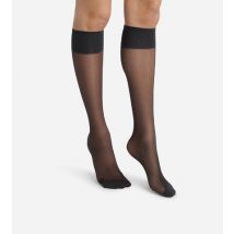 DIM Lot de 2 paires de mi-bas en voile Lycra renforcé Noir Ultra Resist