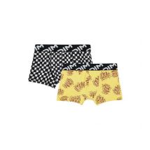 DIM Lot de 2 boxers garçons en microfibre recyclée motif damier Dim Micro