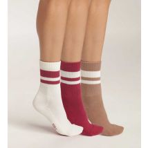 DIM Lot de 3 paires de chaussettes femme en coton Café EcoDim Sport