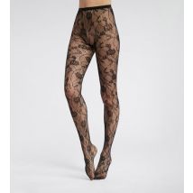 Collant femme en résille et dentelle florale Noir Dim Style - Féminin - Taille 1/2