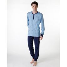 DIM Pyjama long serafino en jersey bleu chiné pour homme