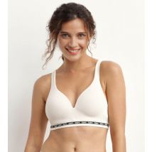DIM Soutien-gorge Beige côtelé sans armature ni couture Dim Icons Seamless