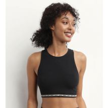 DIM Crop top en modal polyamide côtelée sans couture Noir Dim Icons Seamless