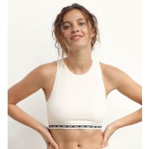 DIM Crop top en microfibre côtelée sans couture Beige Dim Icons Seamless