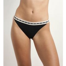 DIM Tanga en coton modal Noire et ceinture Beige Dim Icons Essentiel