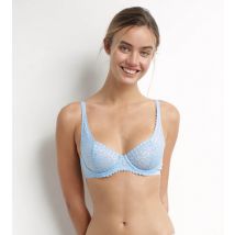 DIM Soutien-gorge emboitant à armatures en dentelle florale Bleu Daily Dentelle