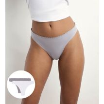 DIM Lot de 2 tangas femme Gris et Blanc Body Touch Easy