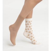DIM Lot de 2 paires de chaussettes femme à fleurs Crème Dim Bambou