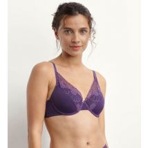 Soutien-gorge corbeille microfibre dentelle Violet Fais-Moi Une Fleur - Féminin - Taille 100D