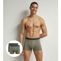 DIM Lot de 2 boxers homme en coton bio Charbon et Vert Terre Dim Good