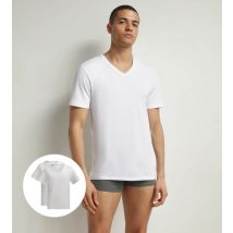 DIM Lot de 2 t-shirts homme en coton bio Blanc à col V Dim Good