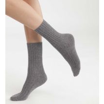 Chaussettes femme en maille côtelée unie Gris Chiné Dim Bambou - Féminin - Taille TU
