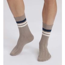 DIM Chaussettes homme en maille côtelée à rayures Gris Dim Bambou