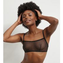 Bralette femme en tulle translucide Noir et pois Lurex Dim Shiny Mesh - Féminin - Taille S