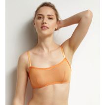 DIM Brassière femme en tulle transparent Orange et pois lurex Shiny Mesh