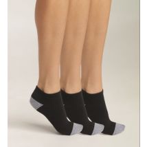 DIM Lot de 3 paires de socquettes femme en coton Noir et Gris EcoDim Sport