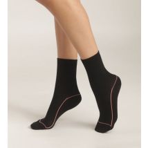 DIM Chaussettes femme en coton côtelé Noir avec liseré coloré Dim Mode