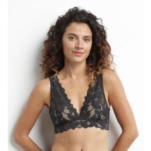 DIM Bralette femme en dentelle à grosses fleurs Gris Granit Dim Lacy