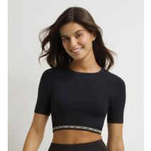 DIM Top femme sans couture en microfibre côtelée Noir Dim Icons Seamless