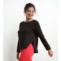 DIM Haut de sport femme à col bateau en viscose noire Dim Move