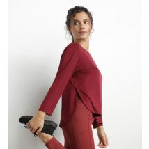 DIM Haut de sport femme à col bateau en viscose Bordeaux Dim Move
