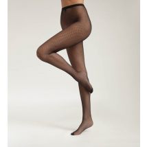 DIM Collant femme en dentelle géométrique Noir Dim Style