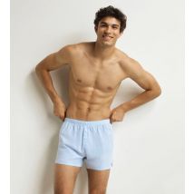 DIM Short de pyjama unisexe en toile de coton bleu à rayures