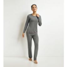DIM Pyjama femme pantalon Gris avec dentelle Don’t Disturb