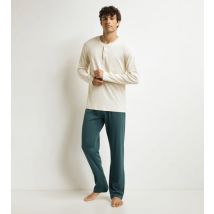 DIM Ensemble pyjama pantalon homme Ivoire Vert Dim