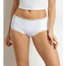 DIM Boxer femme en microfibre et dentelle Blanc Dim