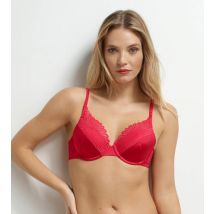 DIM Soutien-gorge à armatures en satin et dentelle Rouge Dim ChocoLove