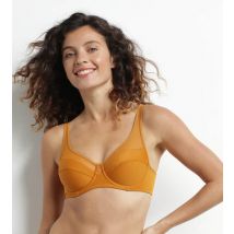 DIM Soutien-gorge emboîtant en microfibre et tulle Marron Oran Dim Generous