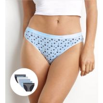 DIM Lot de 5 slips femme en coton stretch à motif floral Bleu Les Pockets
