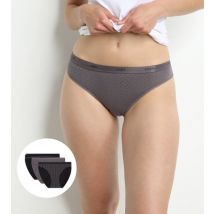 DIM Lot de 3 slips noirs et gris imprimés Femme Les Pockets Coton
