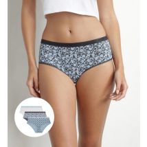 DIM Lot de 3 shorties femme en coton stretch Bleu à fleurs Les Pockets