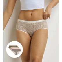 DIM Lot de 3 boxers femme motif leopard Noir Beige Les Pockets