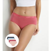 DIM Lot de 5 boxers femme coton stretch Bleu Beige Rose Les Pockets Ecodim