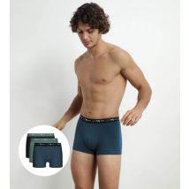 DIM Lot de 3 boxers homme Noir Vert Bleu Dim Coton Stretch
