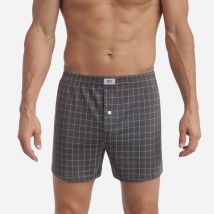 DIM Caleçon homme Anthracite à carreaux Dim Coton