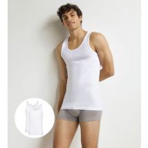 DIM Lot de 2 débardeurs homme en coton Blanc EcoDim