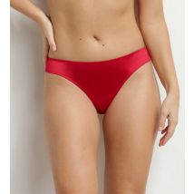 DIM Slip brésilien femme en satin et dentelle florale Rouge Chocolove