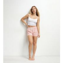 DIM Short de pyjama femme vichy seersucker Abricot Écru Dim Nightwear