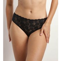 DIM - Slip femme en tulle et dentelle fleurie Noir Generous Édition Limitée - taille 42 - Polyamide,Elasthanne